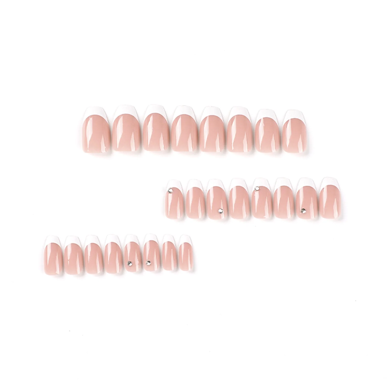 Горный хрусталь Декор Светло-Розовые Накладные Ногти Очаровательный Удобный в Носке Маникюр Ногти для Женщин и Девушек Маникюрный Салон Изображение 0